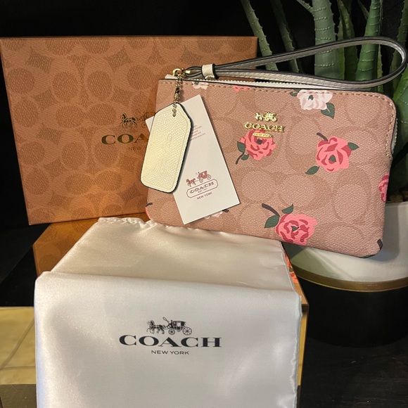 Coach Handbags - Coach Floral Signature Canvas Wristlet | NWT | Box & Dust Bag Included